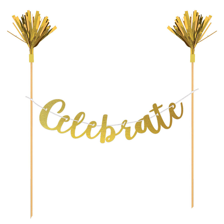 Celebrate Gold Cake Banner Party Accessories - Party Centre