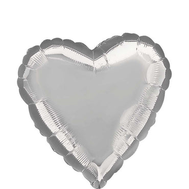 Metallic Silver Heart Foil Balloon 18in Balloons & Streamers - Party Centre - Party Centre