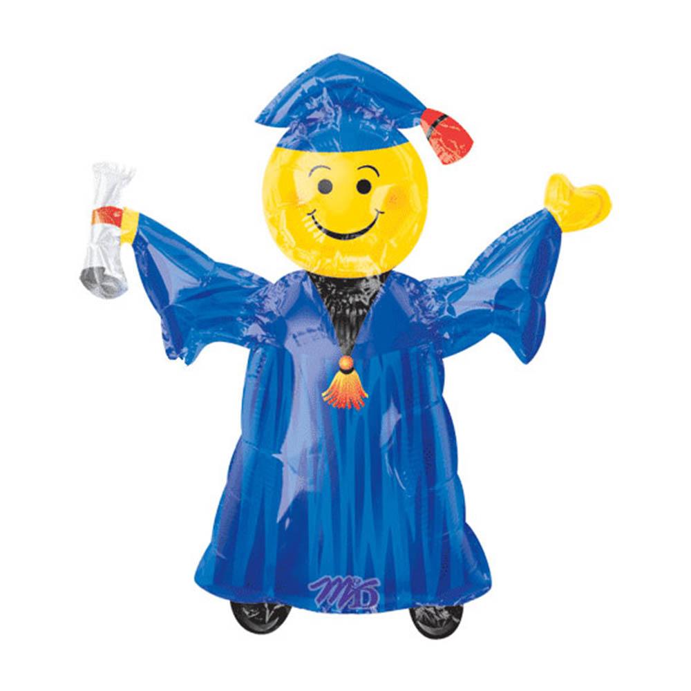 Smiley Grad - Blue Mini Shape Foil Balloon Balloons & Streamers - Party Centre - Party Centre