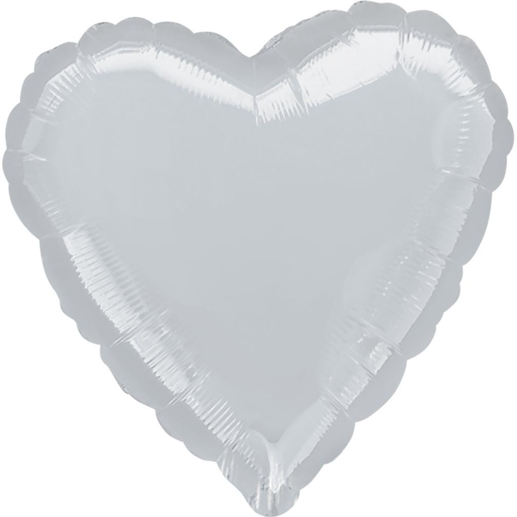 Silver Metallic Heart Jumbo Foil Balloon 81cm Balloons & Streamers - Party Centre - Party Centre