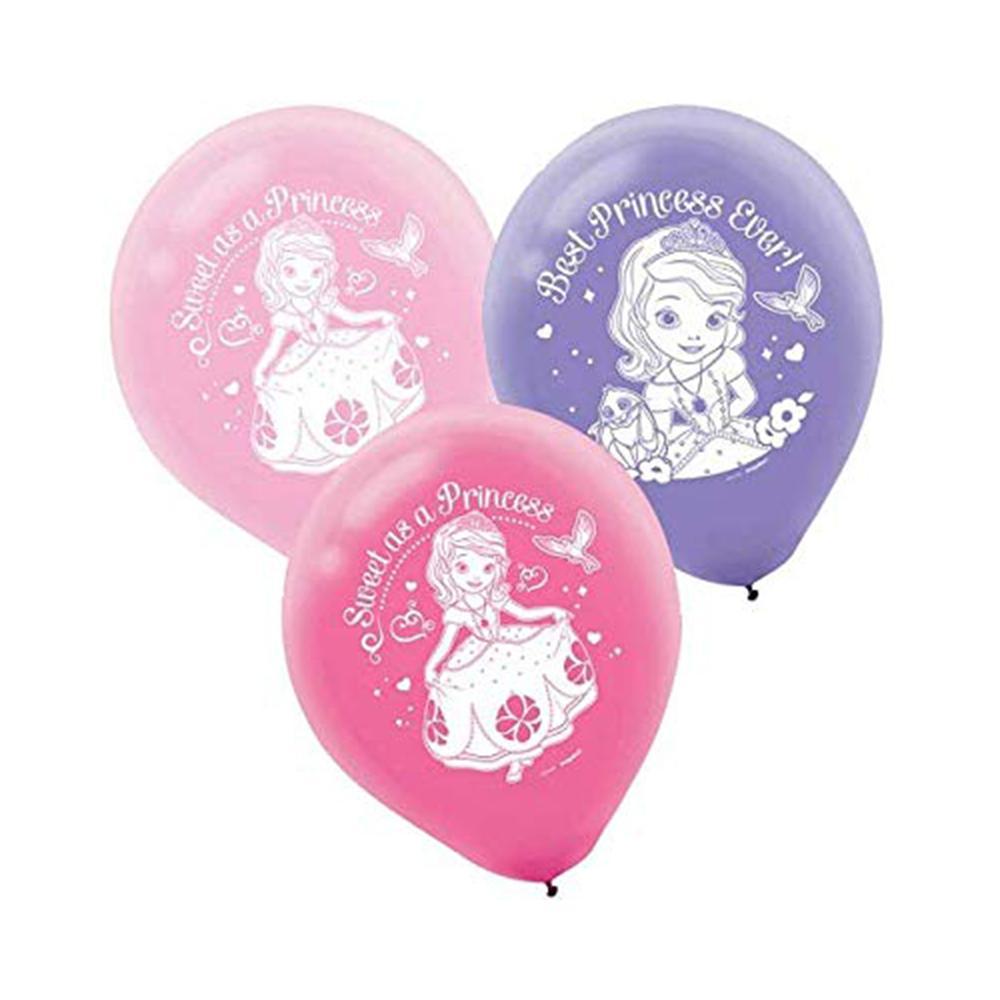 Disney Sofia The First Printed Latex Balloons, 6pcs Balloons & Streamers - Party Centre - Party Centre