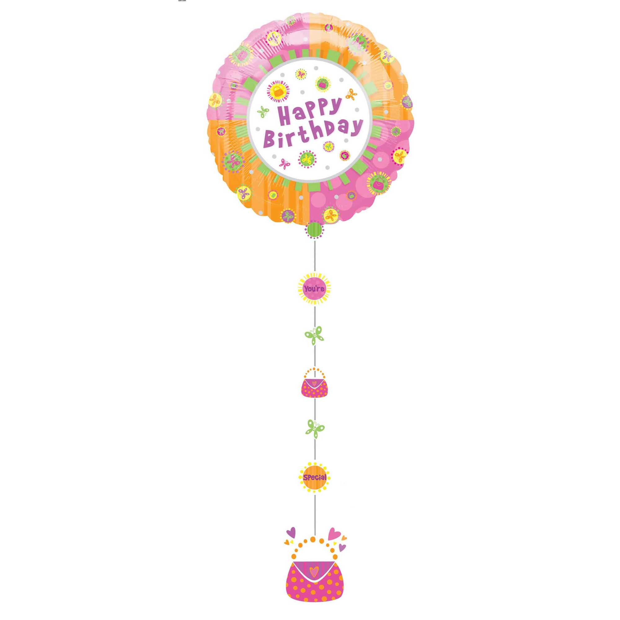 Girl Birthday Drop-A-Line Balloon Balloons & Streamers - Party Centre - Party Centre