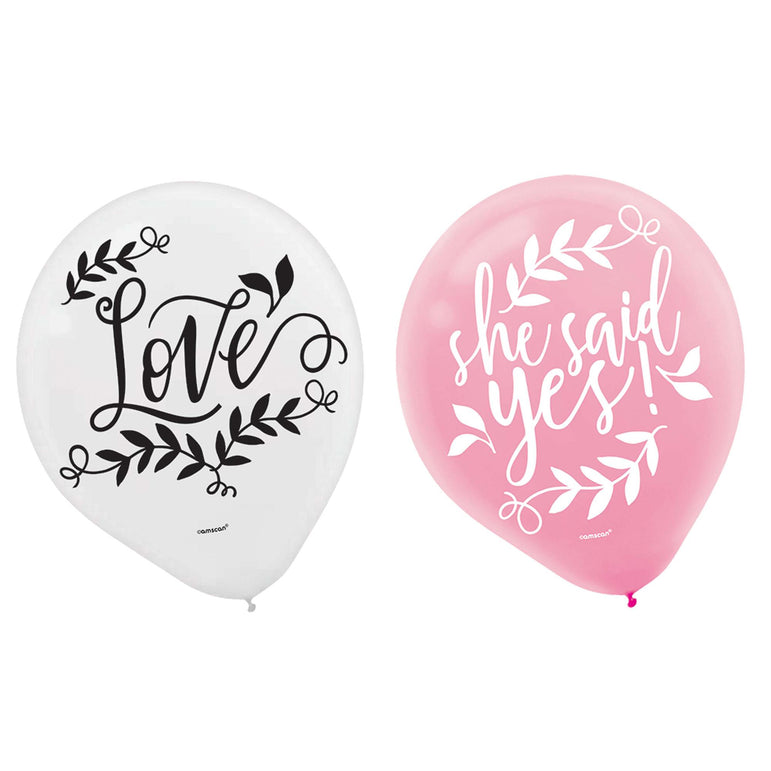 Love and Leaves Assorted Latex Balloons 12in 15pcs Balloons & Streamers - Party Centre