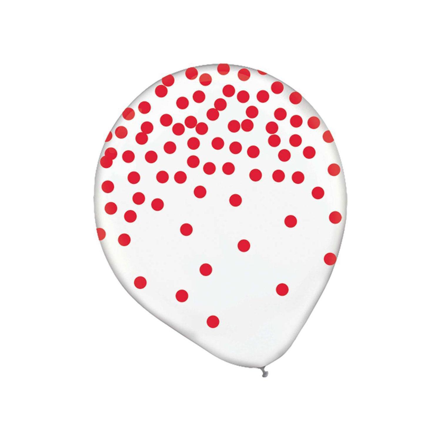 Red Print Confetti Latex Balloon 6ct Balloons & Streamers - Party Centre - Party Centre
