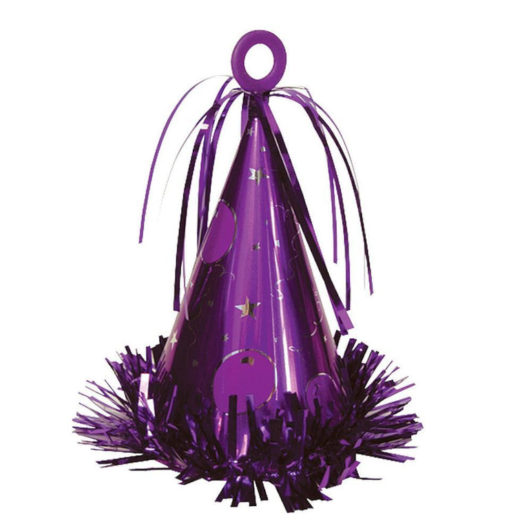 Purple Party Hat Balloon Weight 6oz Balloons & Streamers - Party Centre