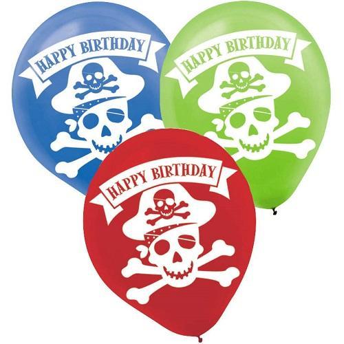 Pirate Party 12 Inch  Assorted Latex, 6pcs Balloons & Streamers - Party Centre - Party Centre