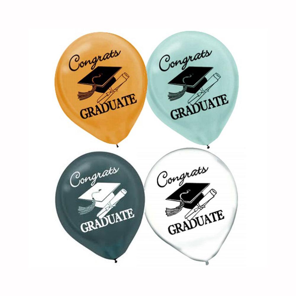 Graduation Printed Latex Balloons 15pcs Balloons & Streamers - Party Centre - Party Centre
