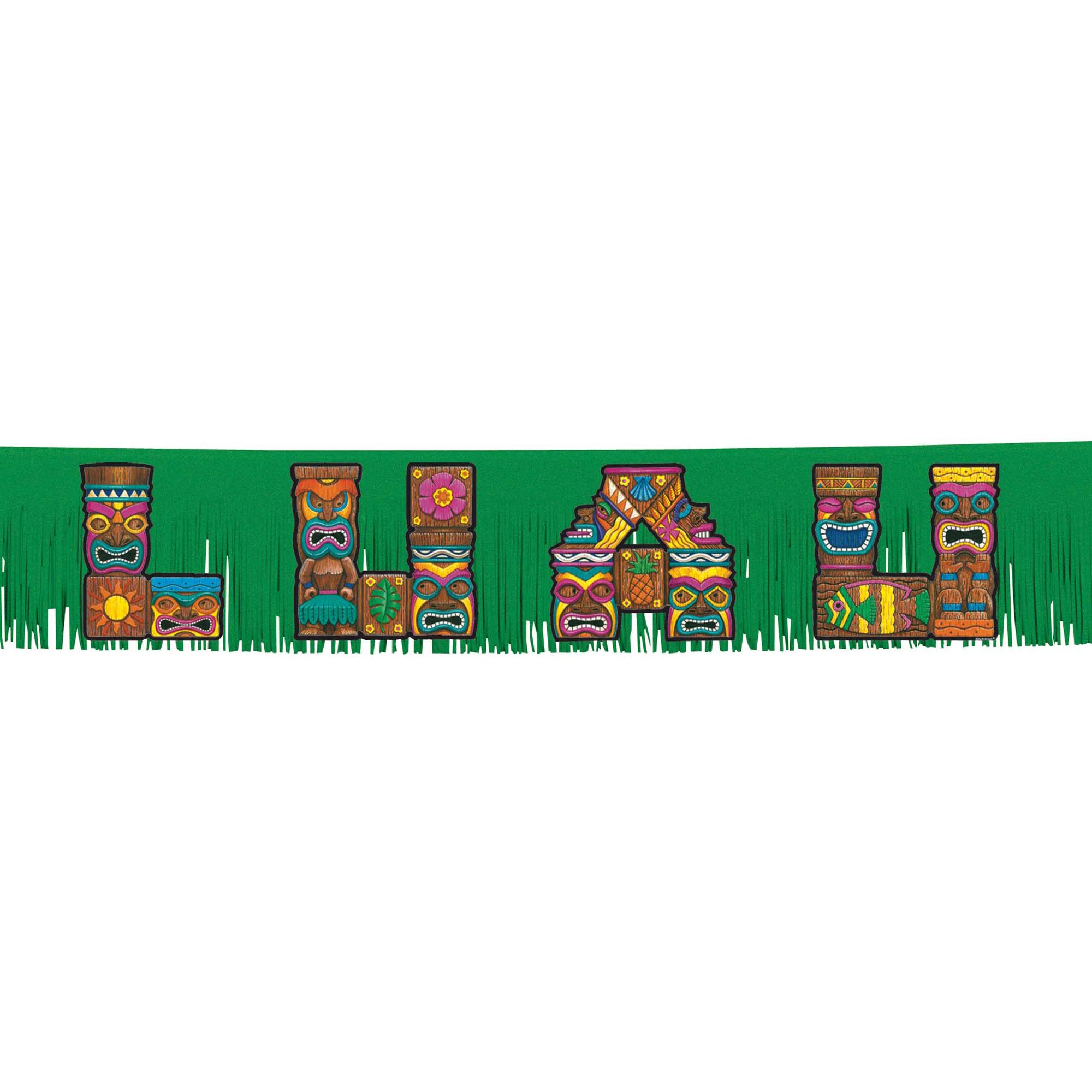 Tiki Island Glitter Fringe Letter Banner 3 1/2ft x 8in Decorations - Party Centre - Party Centre