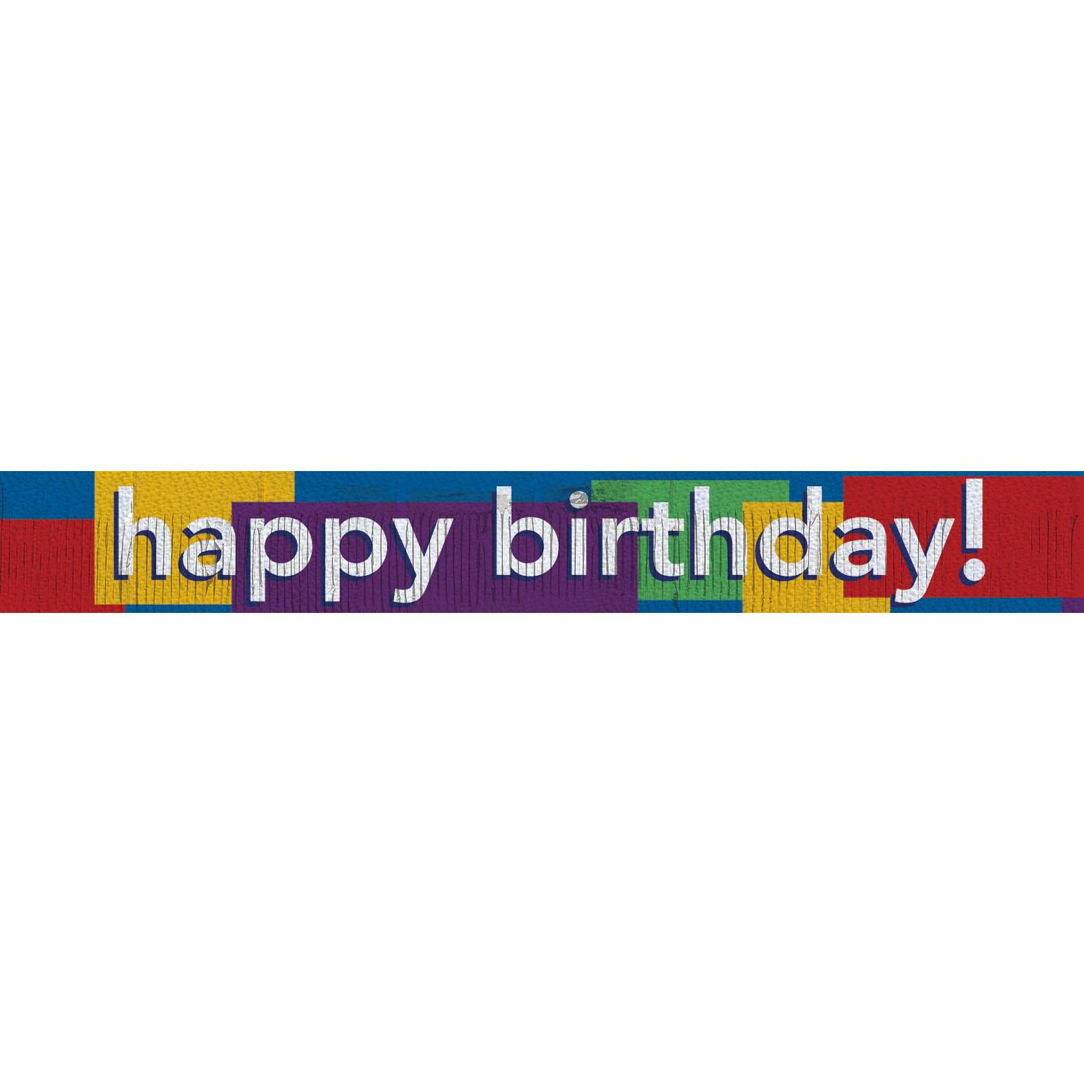 Happy Birthday Prismatic Fringe Banner 5ft x 8in Decorations - Party Centre - Party Centre