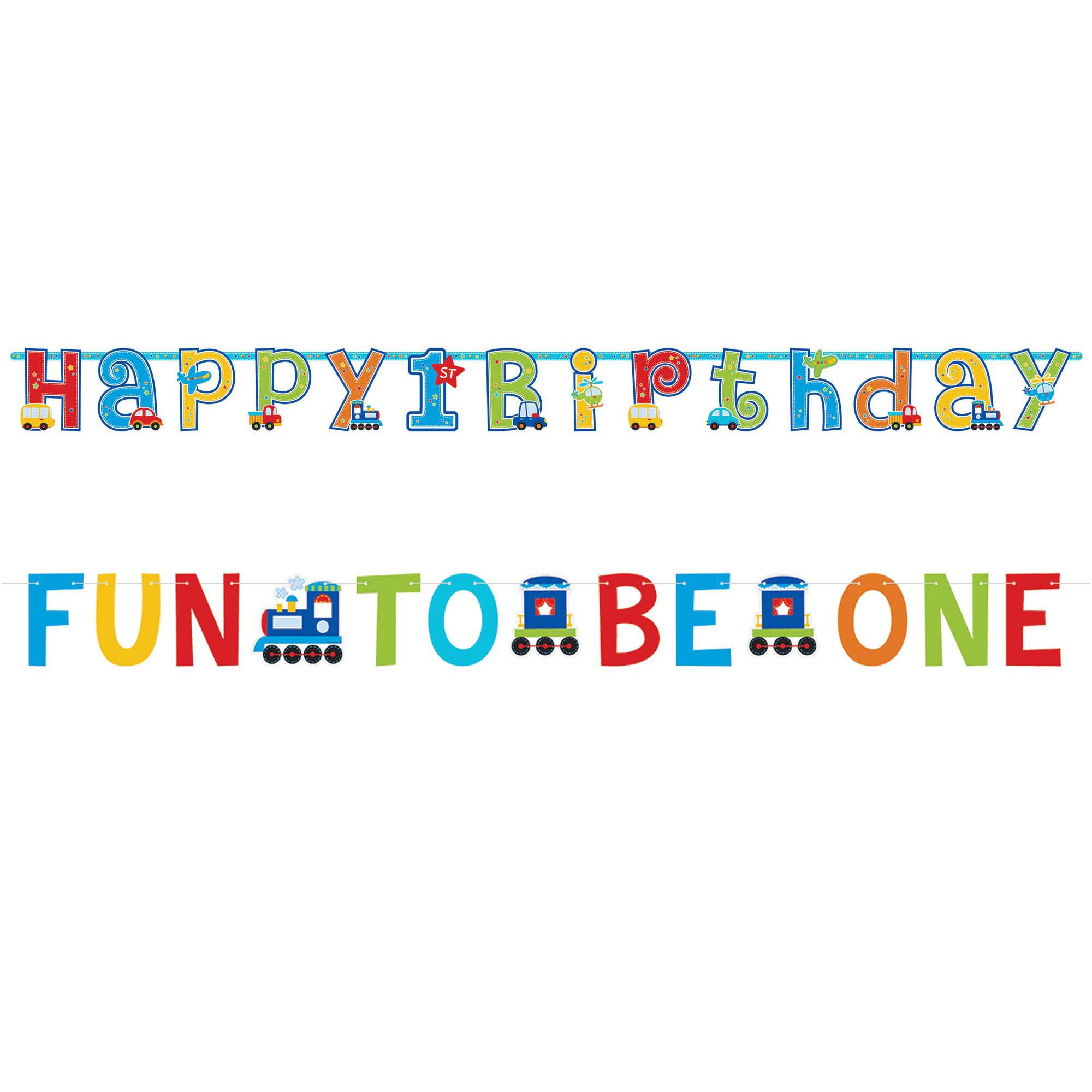 All Aboard Birthday Letter Banners Combination 2pcs Decorations - Party Centre - Party Centre