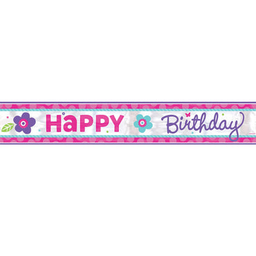Pink & Teal Happy Birthday Foil Banner 25ft Decorations - Party Centre - Party Centre