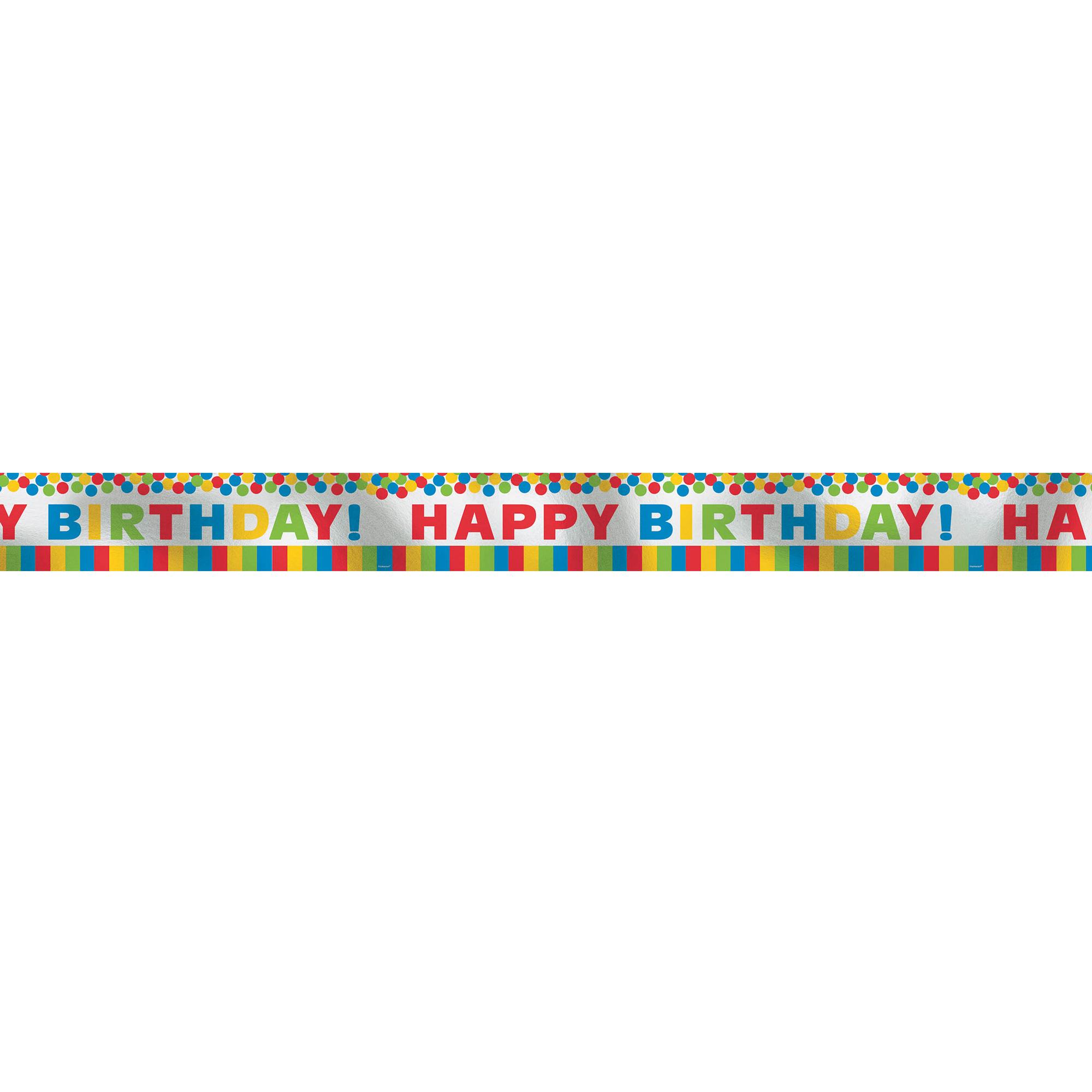 Primary Rainbow Happy Birthday Foil Banner 25ft Decorations - Party Centre - Party Centre