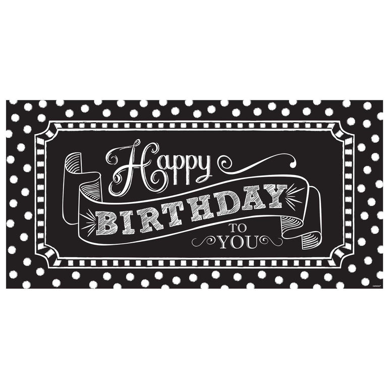 Black & White Happy Birthday Party Sign Decorations - Party Centre