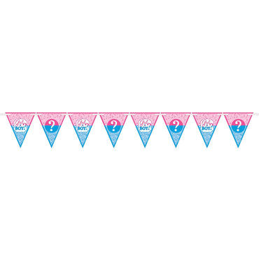 Girl Or Boy? Paper Pennant Banner 15ft Decorations - Party Centre - Party Centre