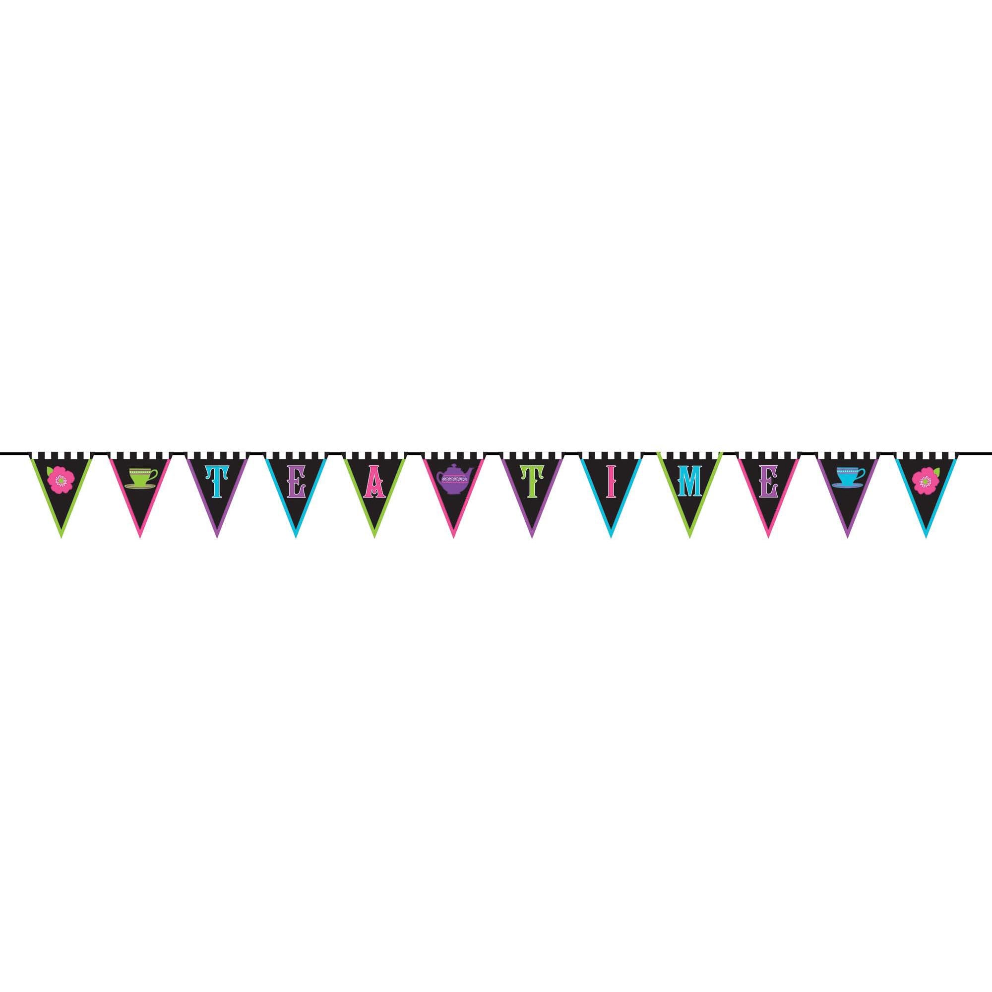 Mad Tea Party Fabric Pennant Banner Decorations - Party Centre - Party Centre
