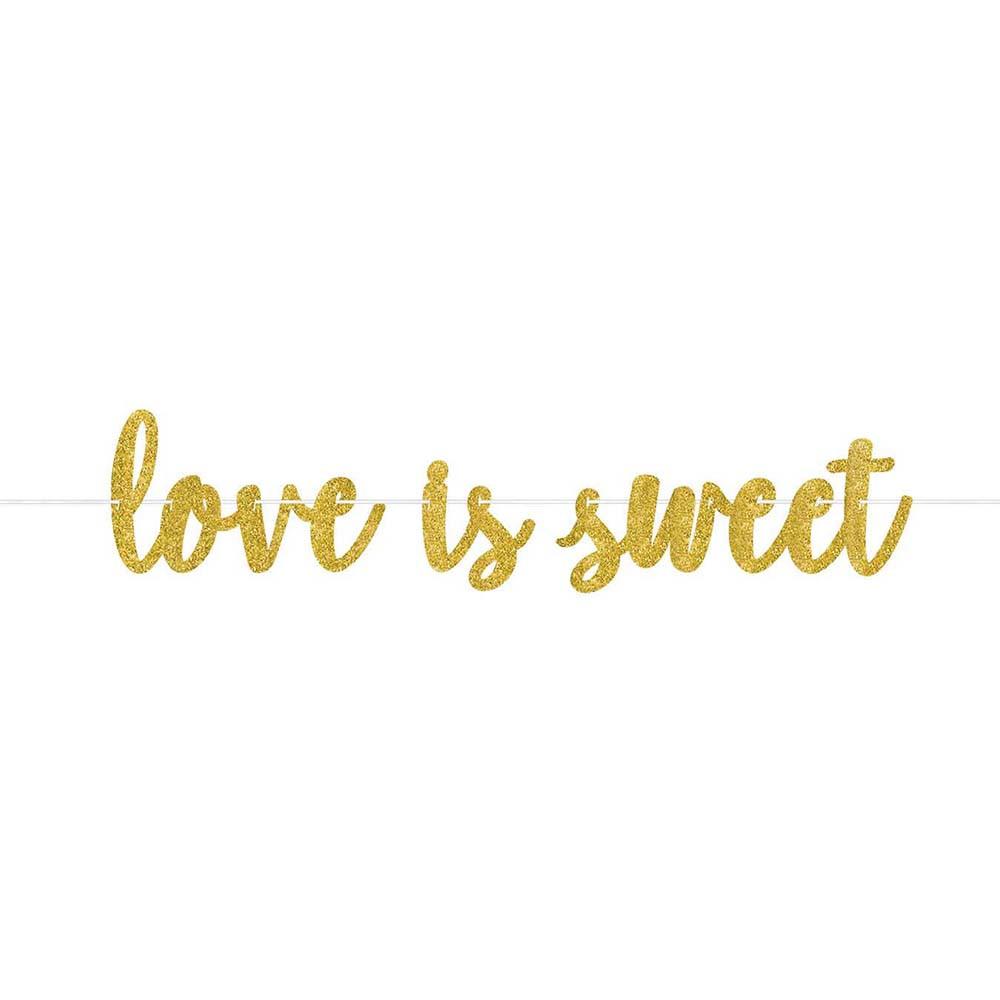 Love Is Sweet Glitter Paper Banner 12ft Decorations - Party Centre - Party Centre
