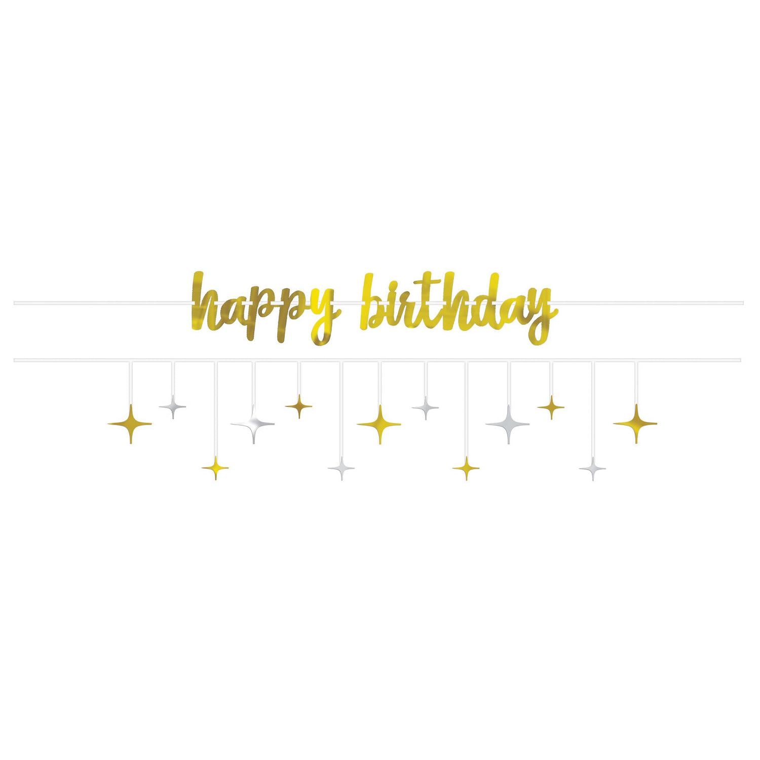Gold And Silver Happy Birthday Banner 2pcs Decorations - Party Centre - Party Centre