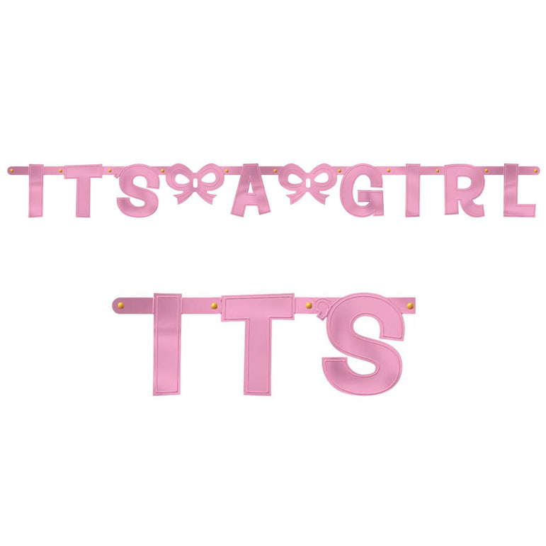 Baby Shower Girl Foil Letter Banner Decorations - Party Centre