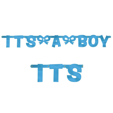 Baby Shower Boy Foil Letter Banner Decorations - Party Centre - Party Centre