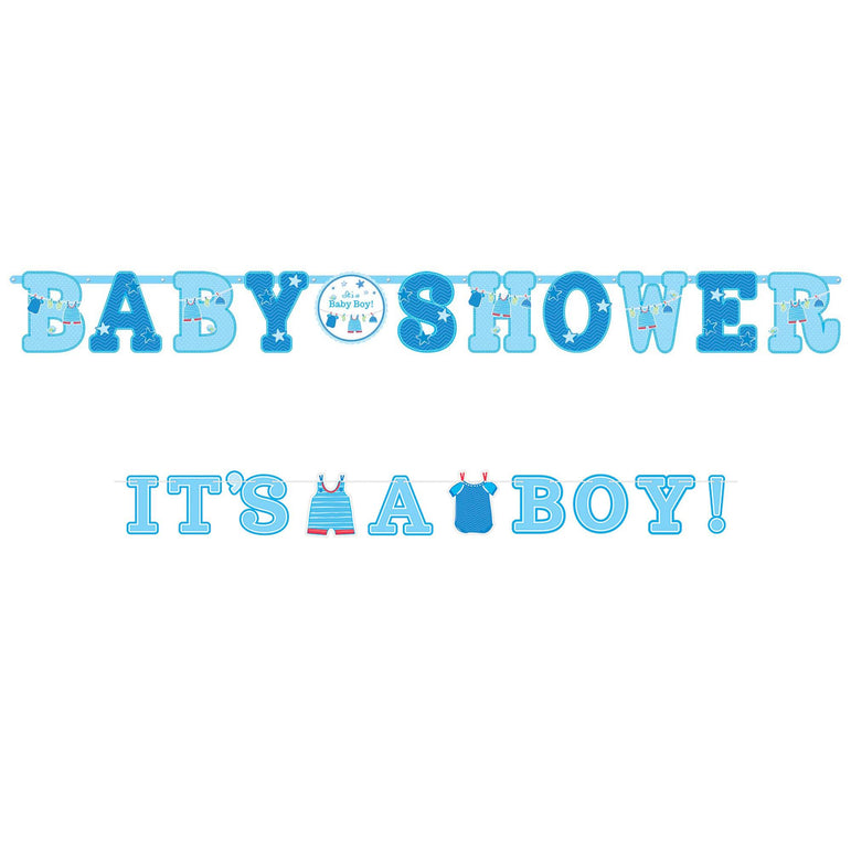 Shower With Love Boy Letter Banner 2pcs Decorations - Party Centre