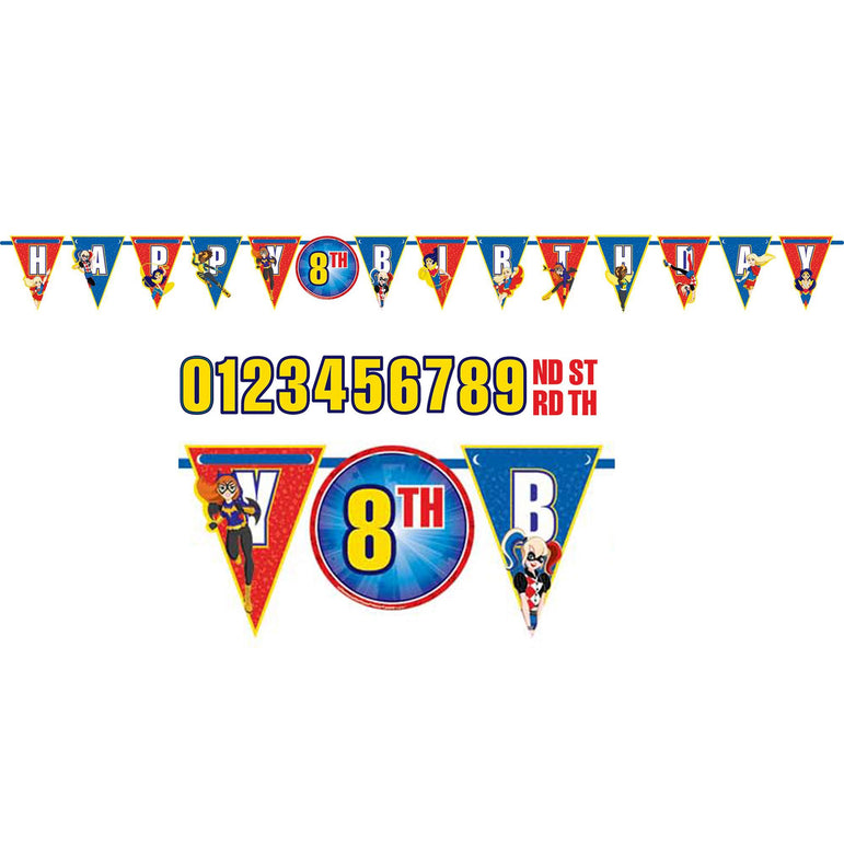 DC Superhero Girls Add an Age Letter Banner Decorations - Party Centre
