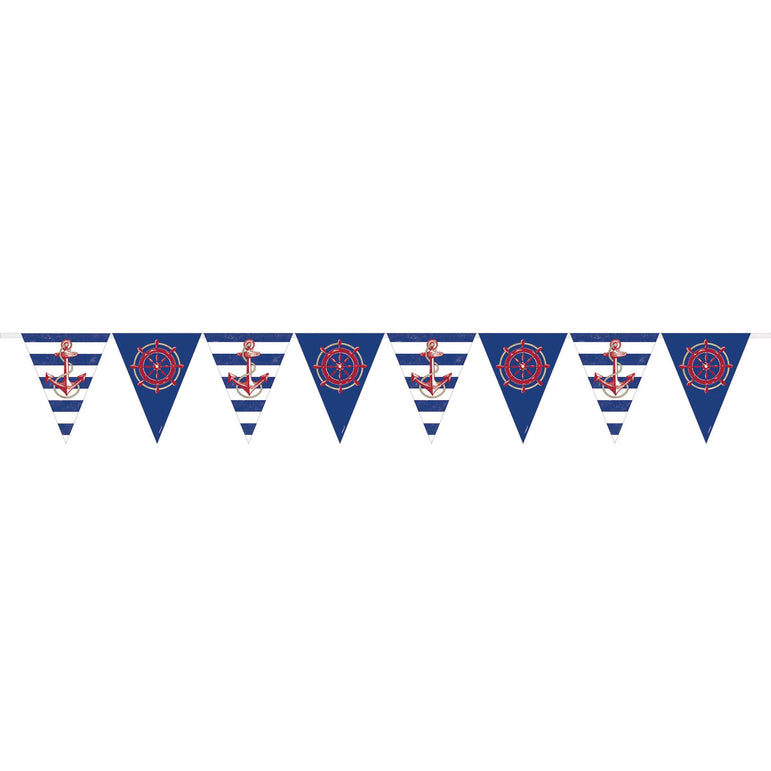 Anchors Aweigh Plastic Pennant Banner Decorations - Party Centre