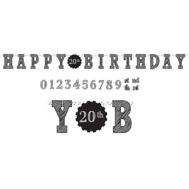 Chalkboard Birthday Jumbo Add An Age Letter Banner Decorations - Party Centre - Party Centre