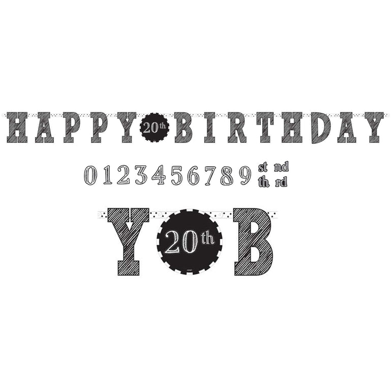 Chalkboard Birthday Jumbo Add An Age Letter Banner Decorations - Party Centre