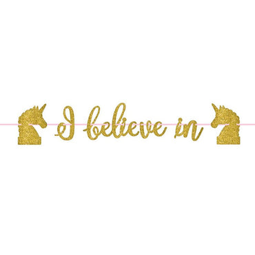 Magical Unicorn Gold Ribbon Letter Banner Decorations - Party Centre - Party Centre