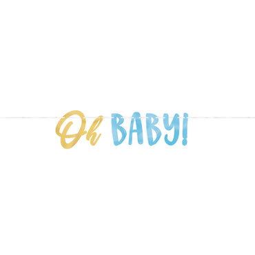 Oh Baby Boy Letter Banner 12ft x 7 1/4in Decorations - Party Centre - Party Centre
