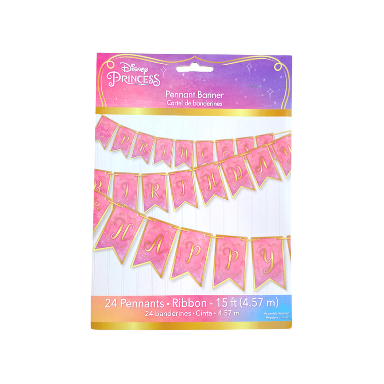 شريط زينة أعلام مثلثية بتصميم وانس أبون إيه تايم لحفلات أميرات ديزني