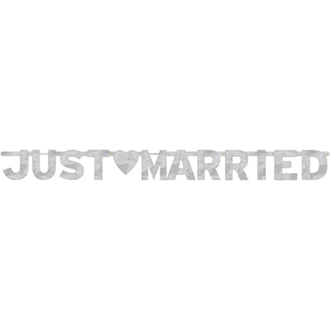 Just Married Letter Banner 5.25ft x 6.25in Decorations - Party Centre - Party Centre