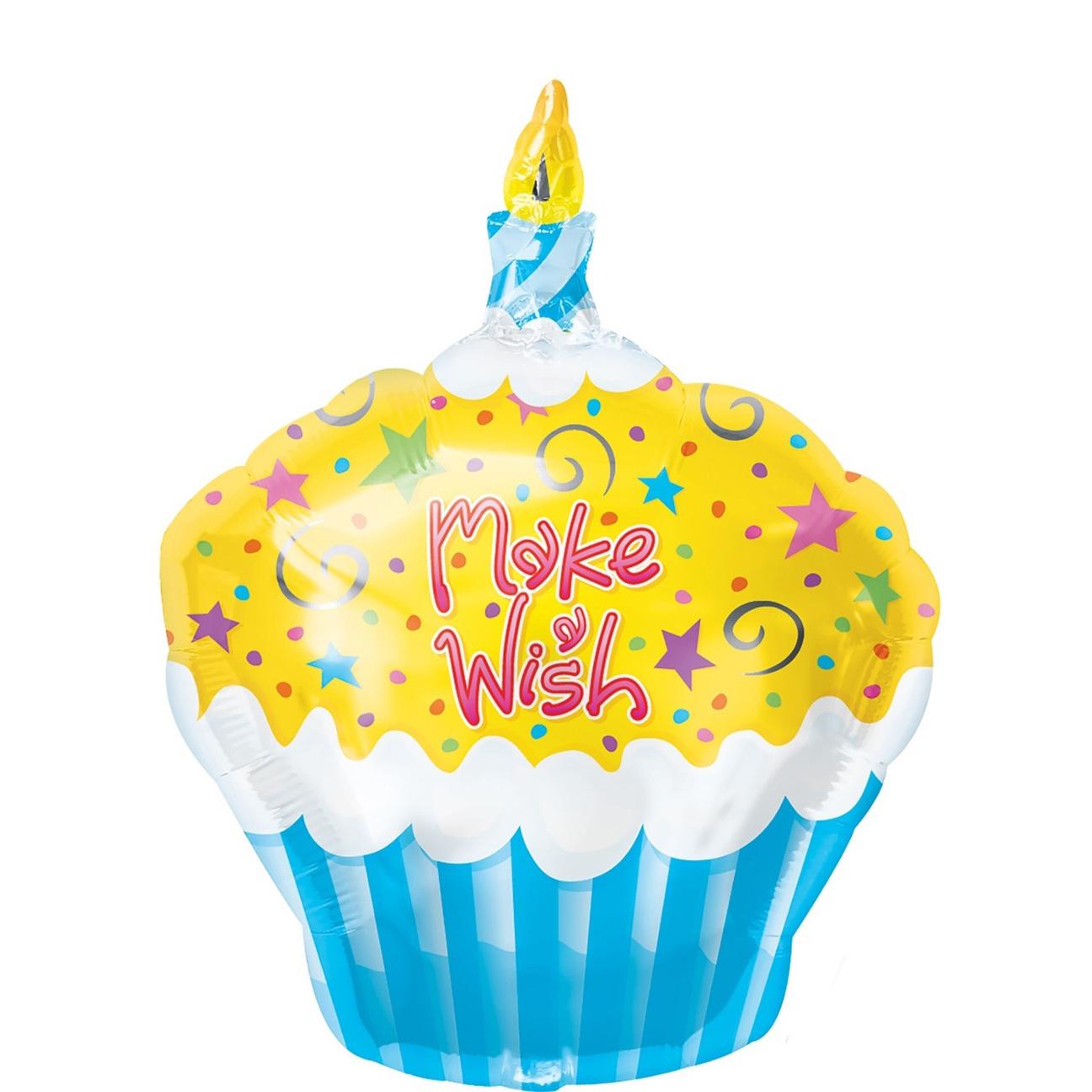 Make A Wish Cupcake Foil Balloon 18in Balloons & Streamers - Party Centre - Party Centre