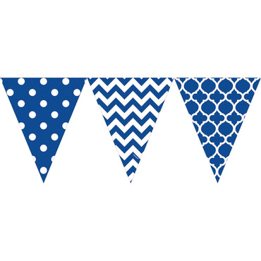 Bright Royal Blue Dots & Chevron Large Pennant Banner 12ft Decorations - Party Centre - Party Centre