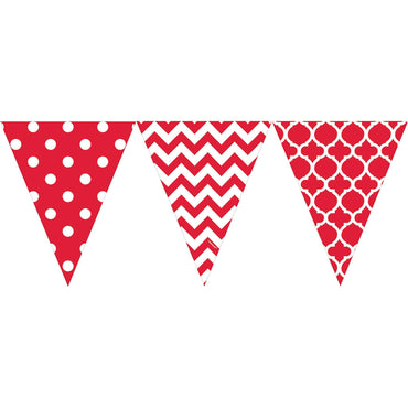 Apple Red Dots and Chevron Large Pennant Banner 12ft Decorations - Party Centre - Party Centre