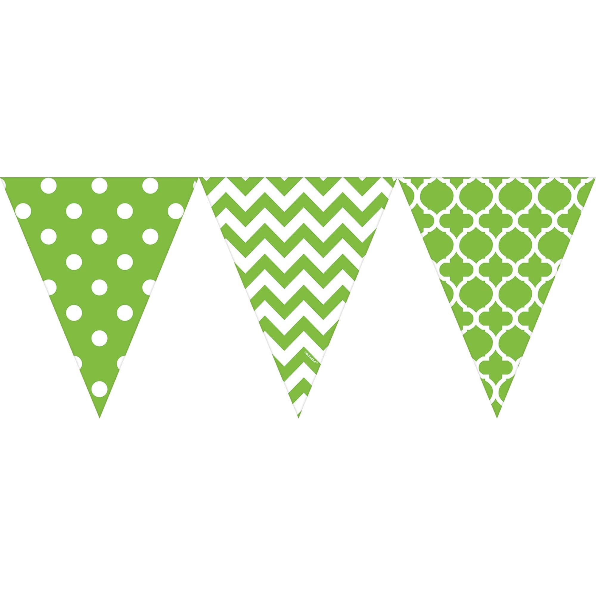 Kiwi Green Dots and Chevron Large Pennant Banner 12ft Decorations - Party Centre - Party Centre