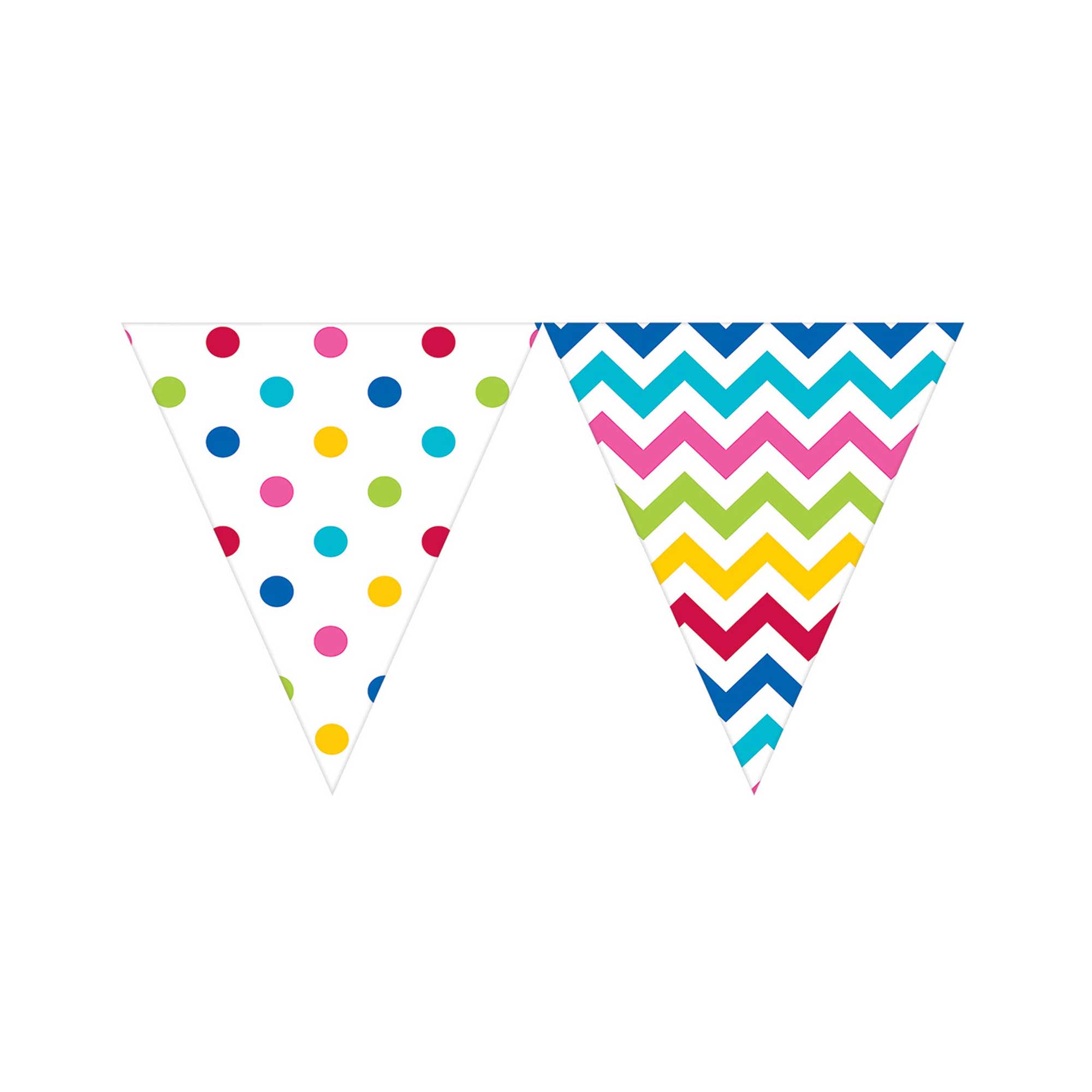 Rainbow Dots and Chevron Large Pennant Banner 12ft Decorations - Party Centre - Party Centre