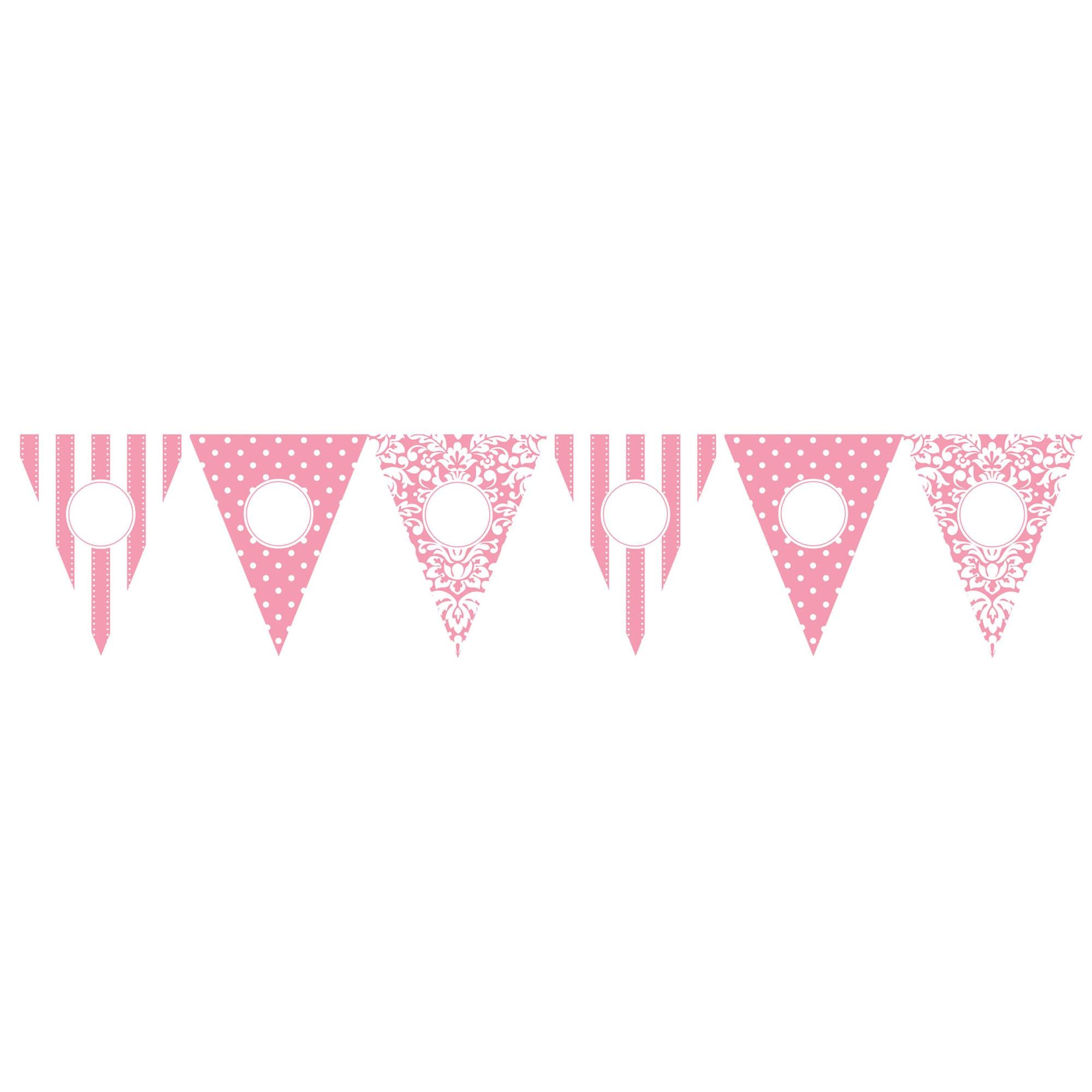 New Pink Personalized Pennant Banner 24pcs Decorations - Party Centre - Party Centre
