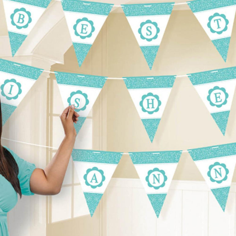 Robin's-Egg Personalized Pennant Banner 24pcs Decorations - Party Centre