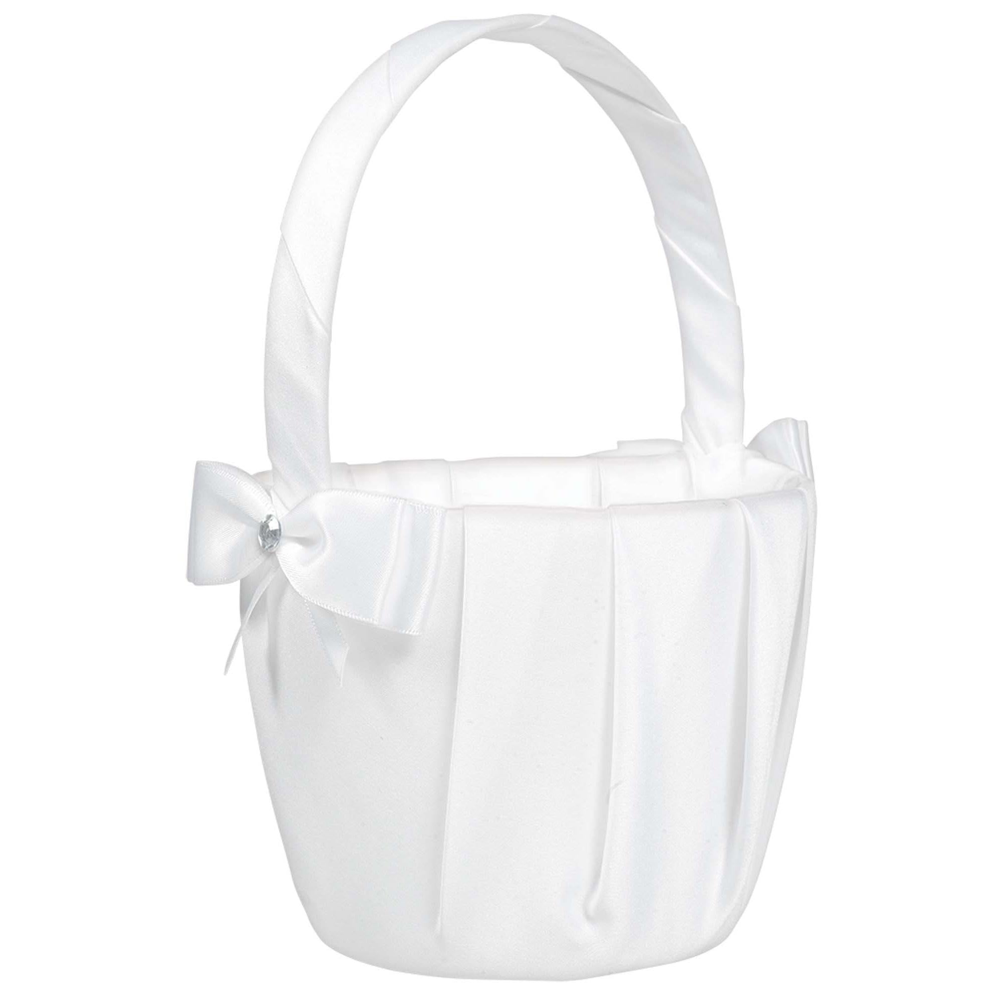 White Bow Flower Basket 5in x 4in Favours - Party Centre - Party Centre