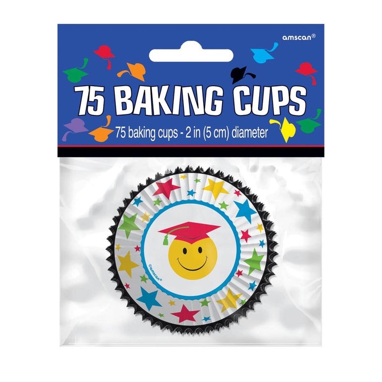 Happy Face Graduation Paper Cupcake Cases 2.5in 75pcs Party Accessories - Party Centre