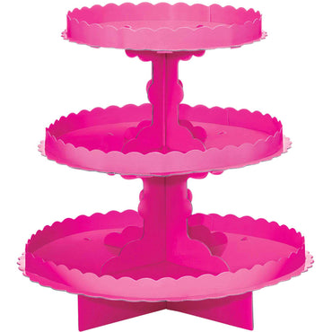 Bright Pink 3 Level Treat Stand 29cm Party Accessories - Party Centre - Party Centre