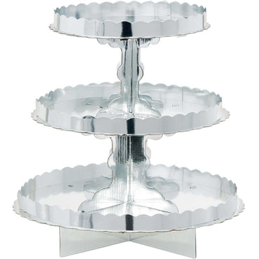 Silver 3 Level Treat Stand 29cm Party Accessories - Party Centre - Party Centre