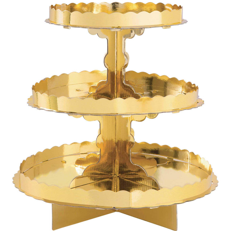 Gold 3 Level Treat Stand 29cm Party Accessories - Party Centre