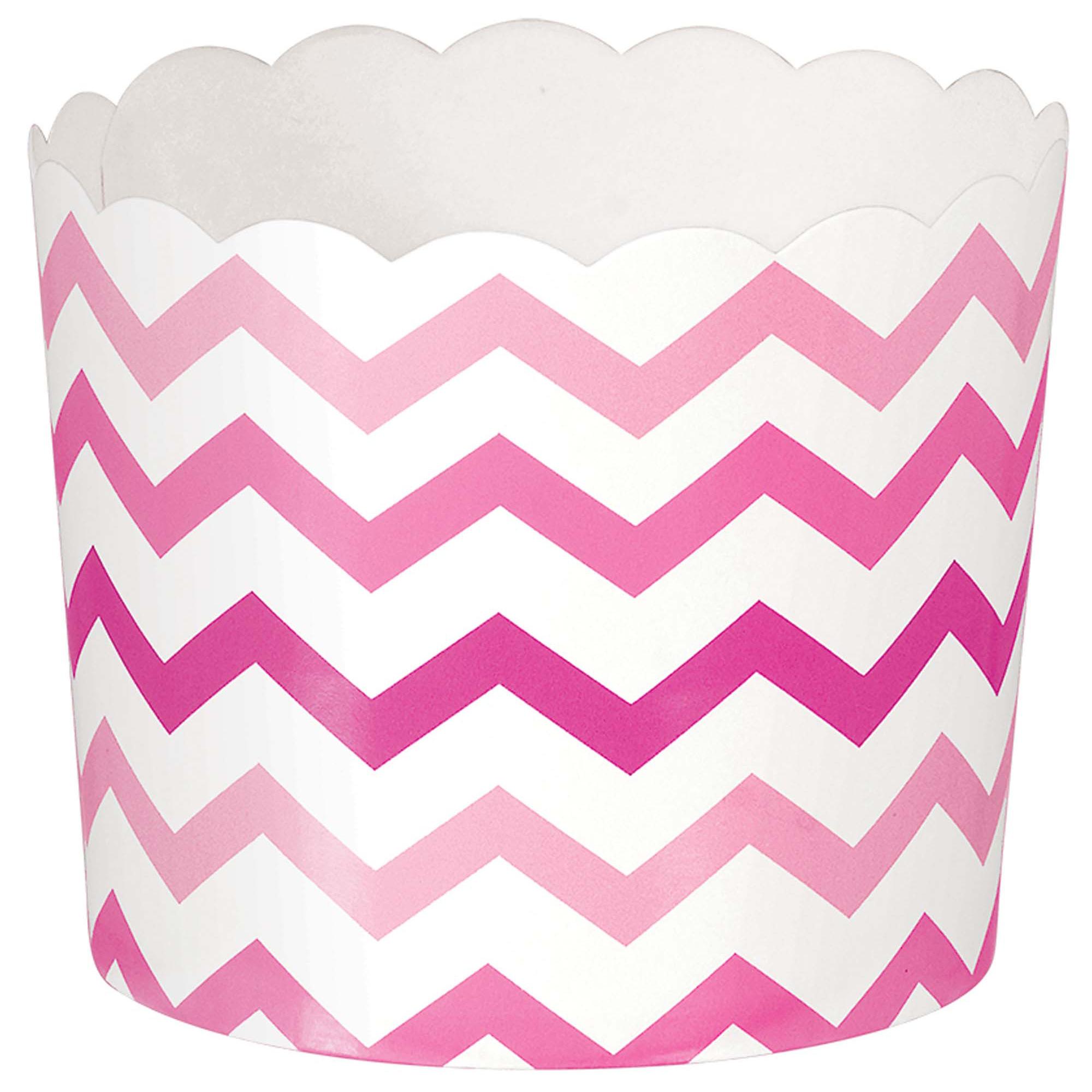 Pink Paper Mini Large Scalloped Chevron Snack Cup 24pcs Candy Buffet - Party Centre - Party Centre