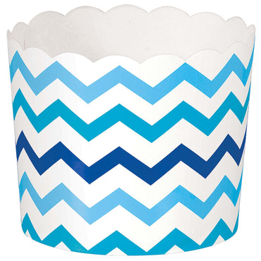 Blue Paper Mini Large Scalloped Chevron Snack Cup 24pcs Candy Buffet - Party Centre - Party Centre