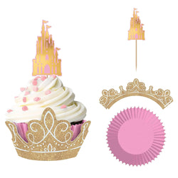 Once Upon A Time Cupcake Kit Paper with Glitter 24pcs Party Accessories - Party Centre