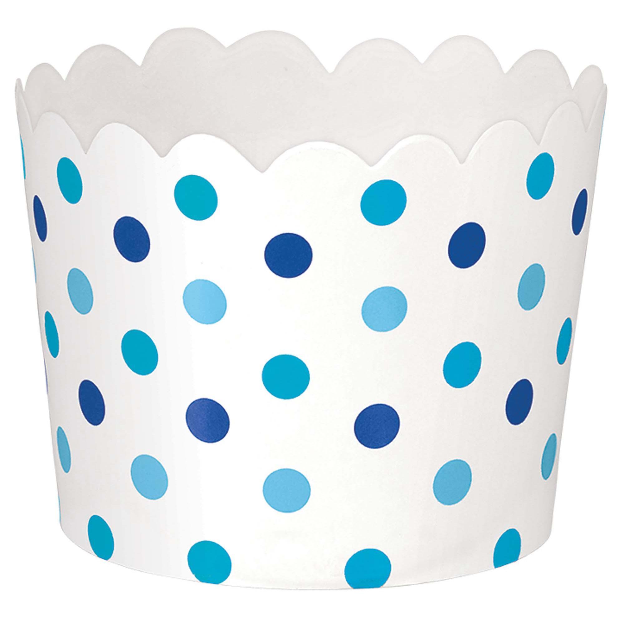 Blue Paper Mini Small Scalloped Dots Snack Cup 36pcs Candy Buffet - Party Centre - Party Centre