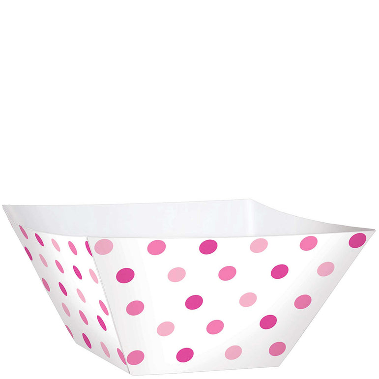 Pink Paper Mini Dots Small Square Bowl 24pcs Candy Buffet - Party Centre