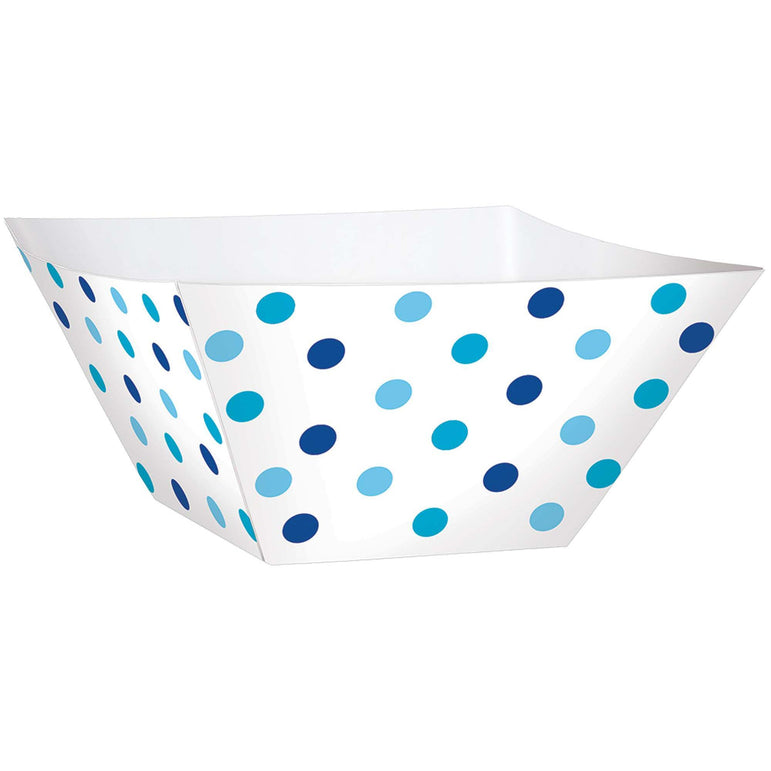 Blue Paper Mini Dots Small Square Bowl 24pcs Candy Buffet - Party Centre
